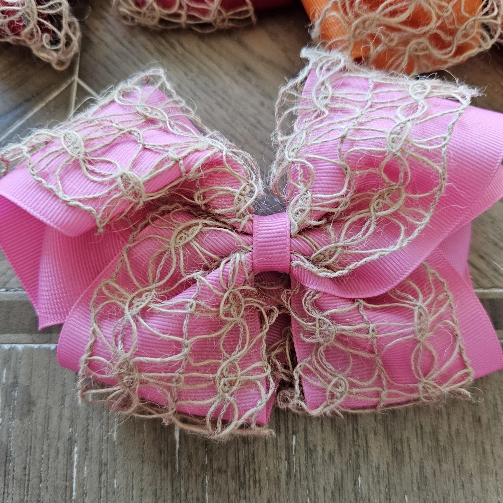 Girls Solid Colored Grosgrain Bow Set By Wee Ones - 5 Pieces